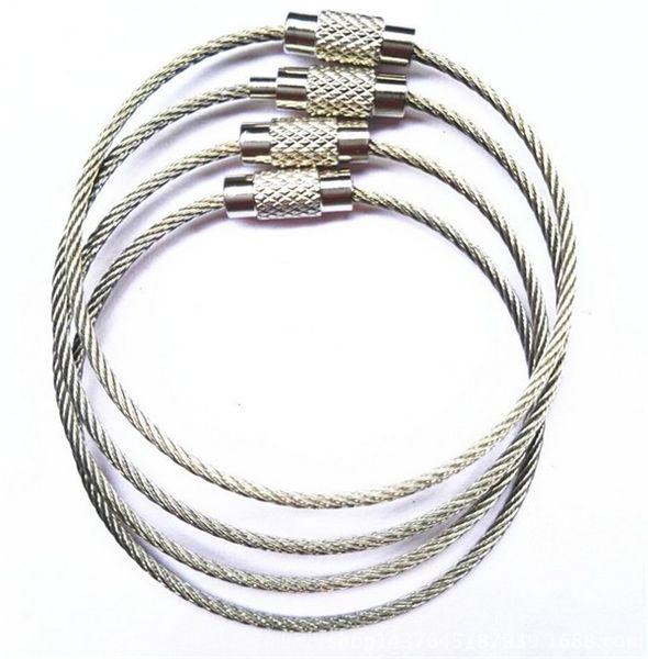 

300 pcs 150mm stainless steel wire key ring chain keychain pendant loop hiking climbing working aloft tools chain with lock