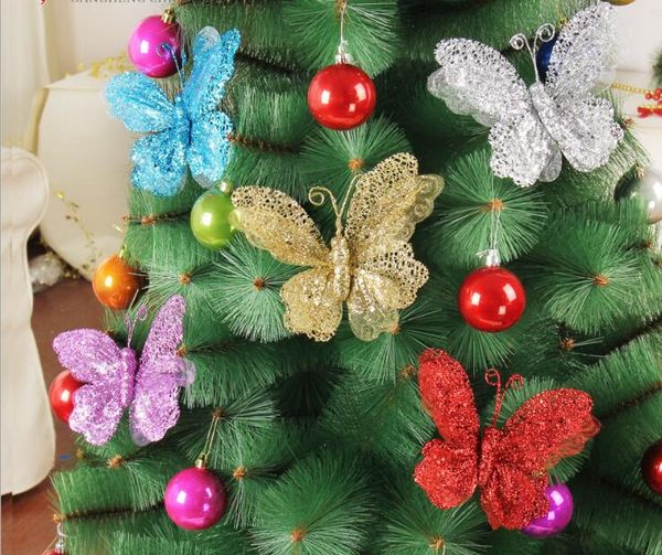 

5шт 20см блеск порошок полые бабочки кулон орнамент для рождественской вечеринки V