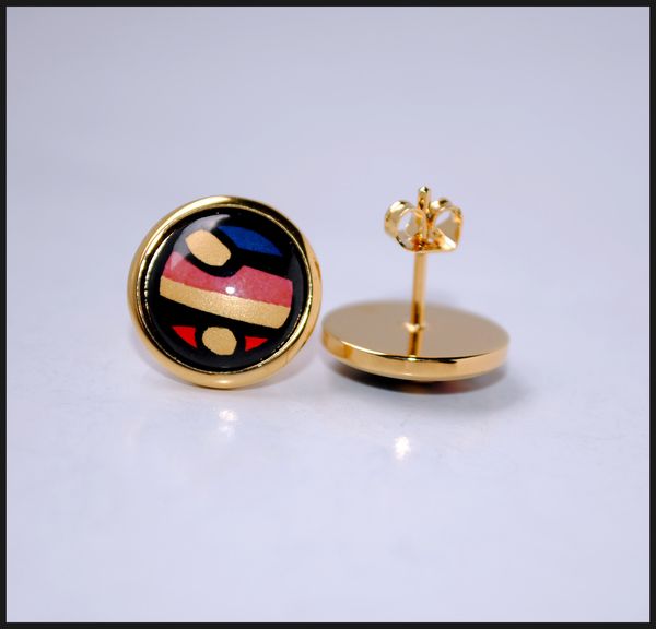 

american wind series 18k gold-plated enamel earrings for women stud earrings, Golden;silver