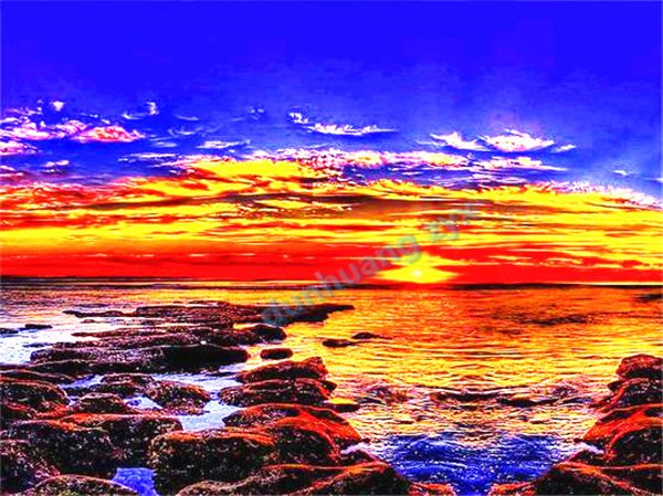 

100% round full area highlight diamond needlework diy diamond painting cross stitch kit diamond embroidery scenery sea 080ing