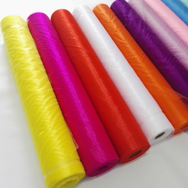 

10Mx 72Cm Tulle Sheer Crystal Organza Roll Fabric White For Party Wedding Decoration Event Photocall Backdrop Props Stage Decor