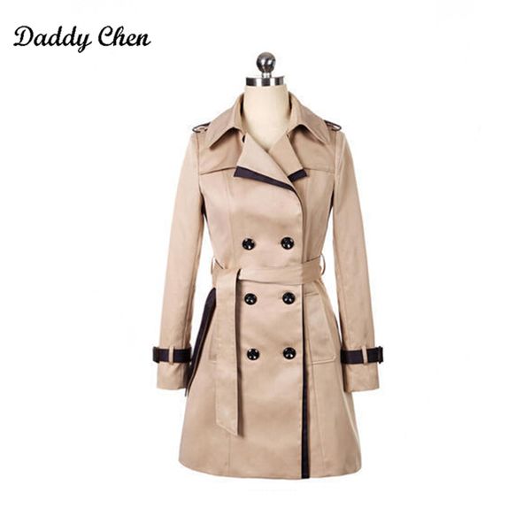 

wholesale- especially long trench coat for women double breasted slim female wind breaker sashes outerwear spring burderry trenchcoat 2017, Tan;black
