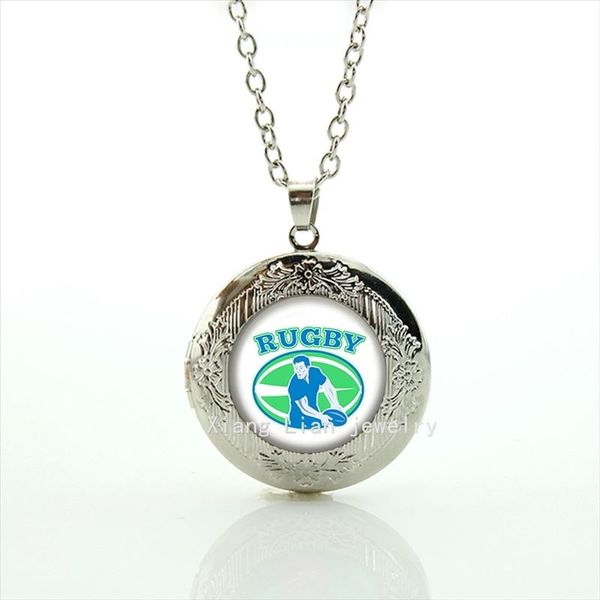 

прохладный мяч вентилятор ювелирные изделия медальон ожерелье спорт регби футбольная команда sporter характер фотография мужчины партия аксе, Silver