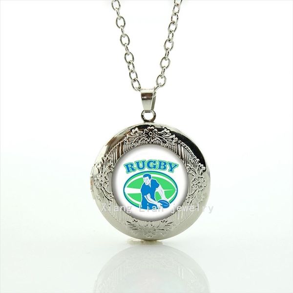 

cool ball fan jewelry locket necklace sport rugby football team sporter character picture men party accessory nf038, Silver