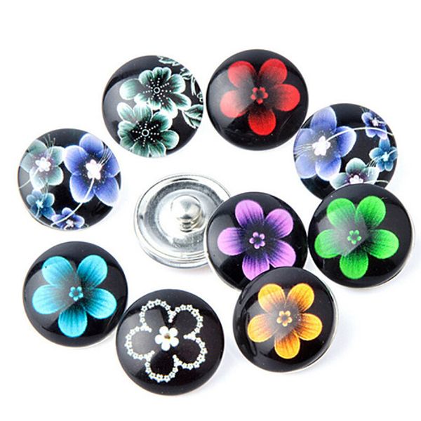 

10pcs flowers 18mm button ginger snap charms jewelry interchangeable jewerly charms pendants necklace mixes 2016 charms, Bronze;silver