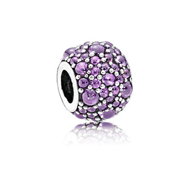 

fits pandora bracelets shimmering droplets silver beads with purple cz 100% 925 sterling silver charms diy jewelry, Black