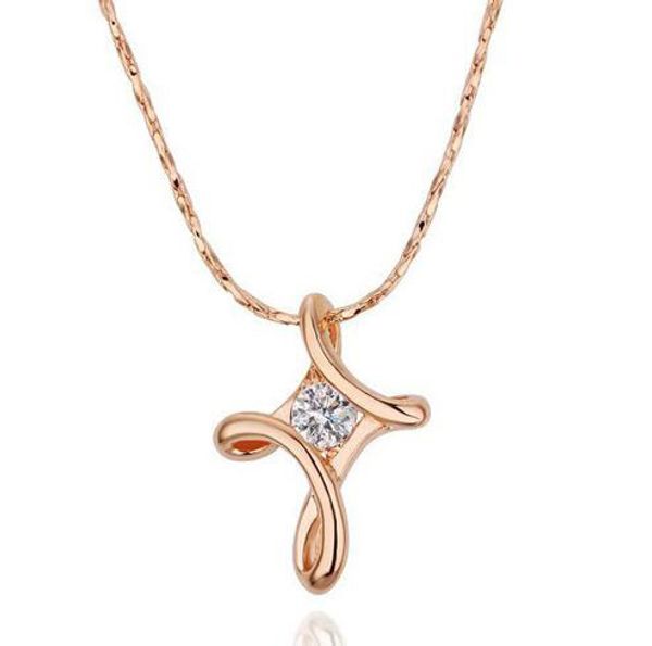 

женщины кристалл крест кулон ожерелье подвески розовое золото / посеребренная мода роскошный крест симпатичные чешские свадебные ожерелья ку, Silver