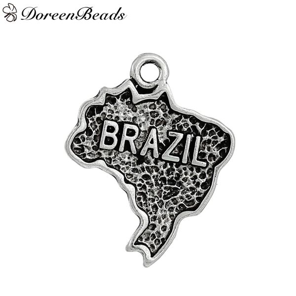 

zinc based alloy silhouette map brazil charms pendants antique silver 22mm( 7/8") x 18mm( 6/8"), 10 pcs 2016 new jewelry makin, Bronze;silver
