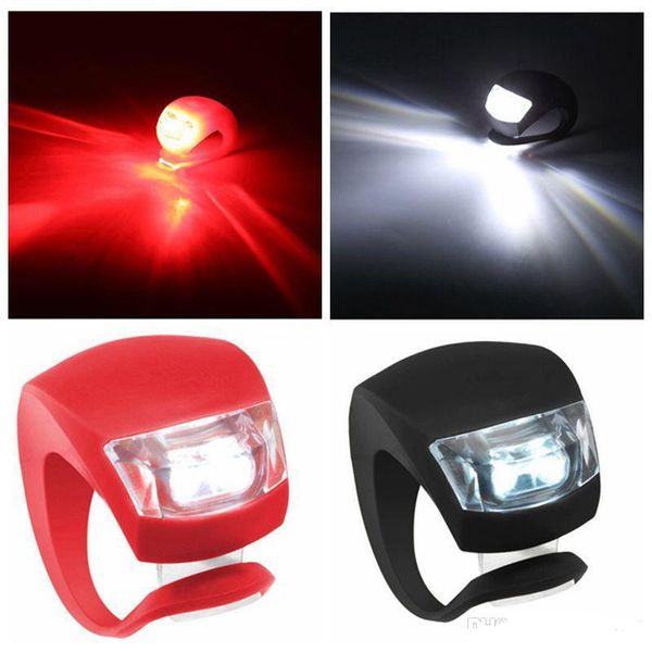 

silicone bike bicycle cycling head front rear wheel led flash bicycle light lamp black/red include the battery ing