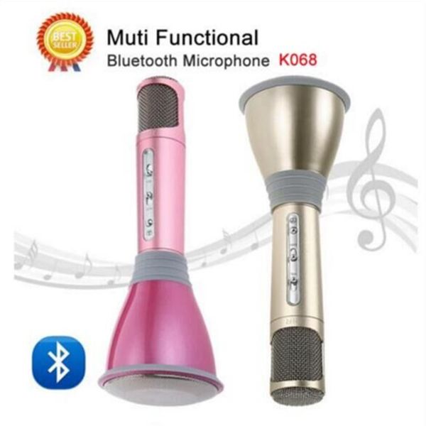 

k068 wireless microphone microfone with mic speaker condenser mini karaoke player ktv singing record for smart phones wholesales