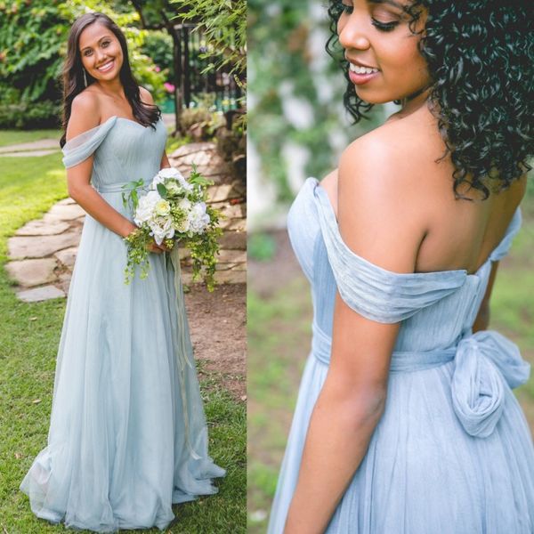 

дешевые летние платья невесты сада линия с плечами плиссированные длинные платья горничной чести плюс размер, White;pink