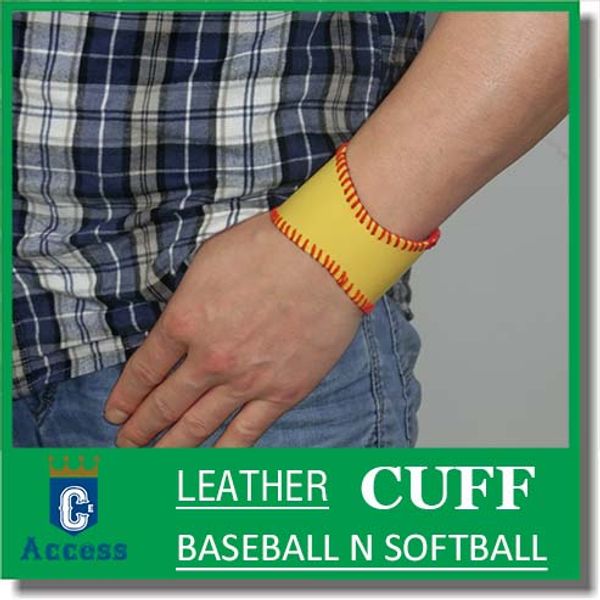 

2017 softball baseball leather wristband bangle cuff bracelet, White