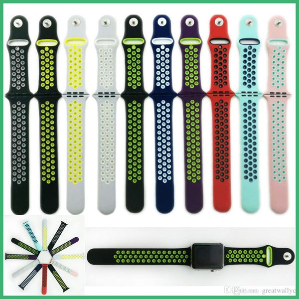 

NK Split Silicone Wrist Band Strap Hole Loops Watchband For Apple Watch Series 1 and Series 2 Strap 38mm 42m