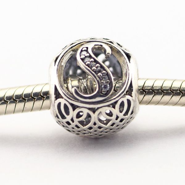 

Vintage S Clear CZ 019 100% стерлингового серебра 925 бисера Fit Pandora ювелирные изделия DIY Шарм Марка