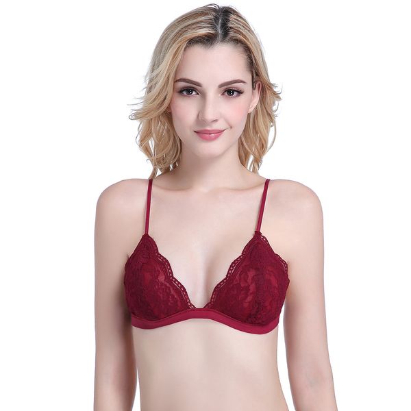 

thin wireless bra unlined lace bralette transparent bralet crop bra unpadded brassiere see through intimates camis for women yj0283, Red;black