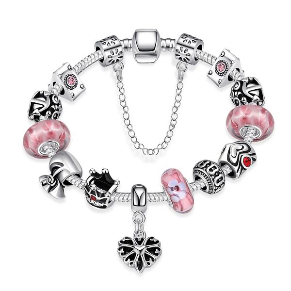 

wholesale-fashion ruby stone charm bead bracelets 925 sterling silver jewelry pink natural stone vintage diy s charm bracelets, Golden;silver