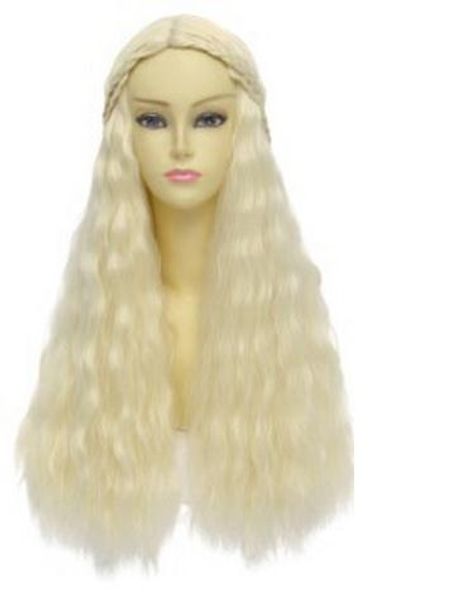 Ein Lied von Eis und Feuer Faser Haar Perücke Haar Haarteil Daenerys Targaryen Blonde lange lockige Zöpfe Cosplay Perücke Party Event Requisiten