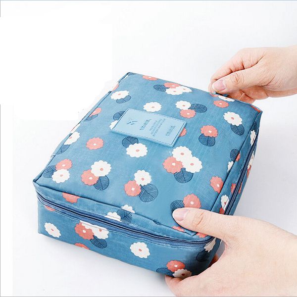 

multifunctional makeup organizer tote floral print cosmetic bags oxford cloth fold up toiletry bag 9 colors available