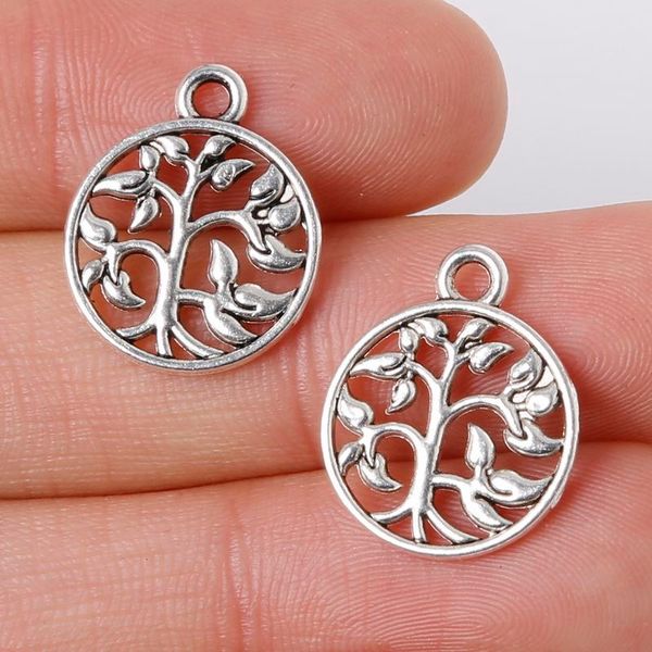 

11pcs 15x18mm zinc alloy antique silver round shape tree diy charms pendants jewelry making diy, Bronze;silver