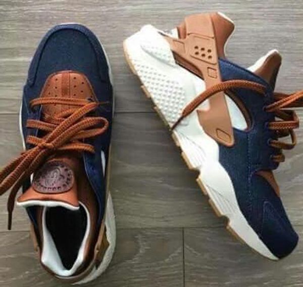 

2018 Huarache ID Custom Breathe Running Shoes Men Women Navy Blue Tan Fashion Huaraches Multicolor Denim Huarache Sneakers Athletic Trainers