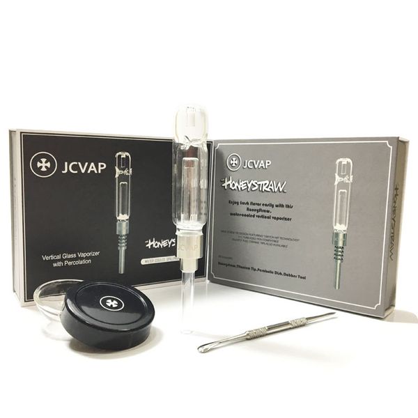 

JCVAP HoneyStraw с титановым гвоздем керамический или кварцевый наконечник мини стеклянная труба Буровая установка мед соломы комплект соломы курительная трубка