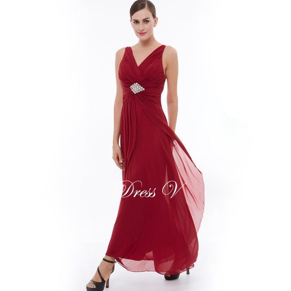 

2019 Elegant Burgundy Evening Dress Sexy Deep V Neck Long A-line beading draped Ruched Party Dress Elegant Chiffon Prom Dress Robe de soiree