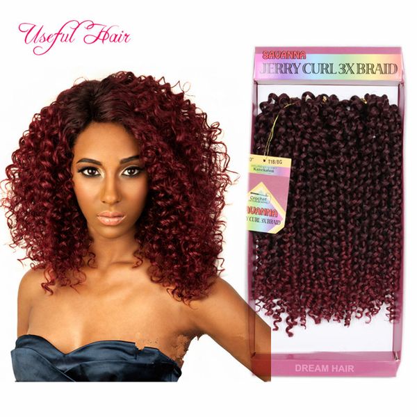 

3pcs/pack synthetic crochet braids hair 10inch jerry curly twist braiding hair ombre color pre looped savana jerry curl hair deep wave twist, Black