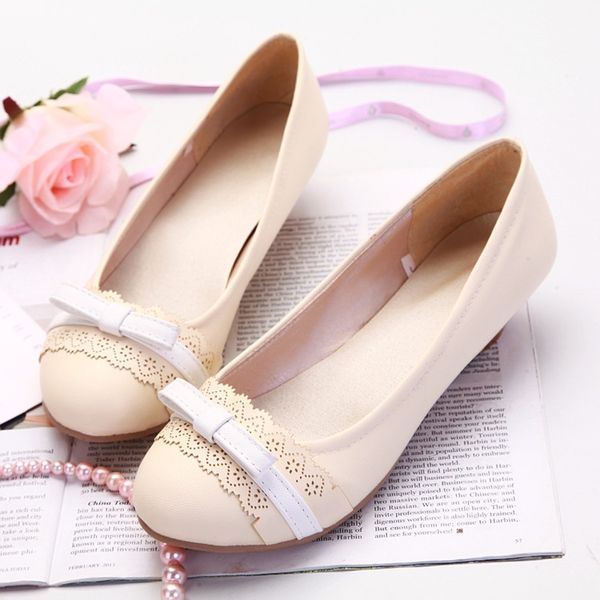 

the spring and autumn period with low slope documentary shoes female college wind sweet lady obediently shoes korean ribbon size shoes peas, Black