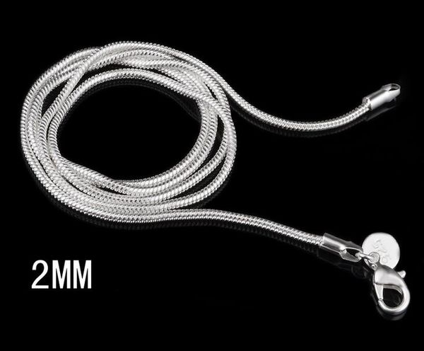 

50 шт./лот 2 мм стерлингового серебра 925 змея цепи ожерелье 16 18 20 22 24 дюймов цепи ювел