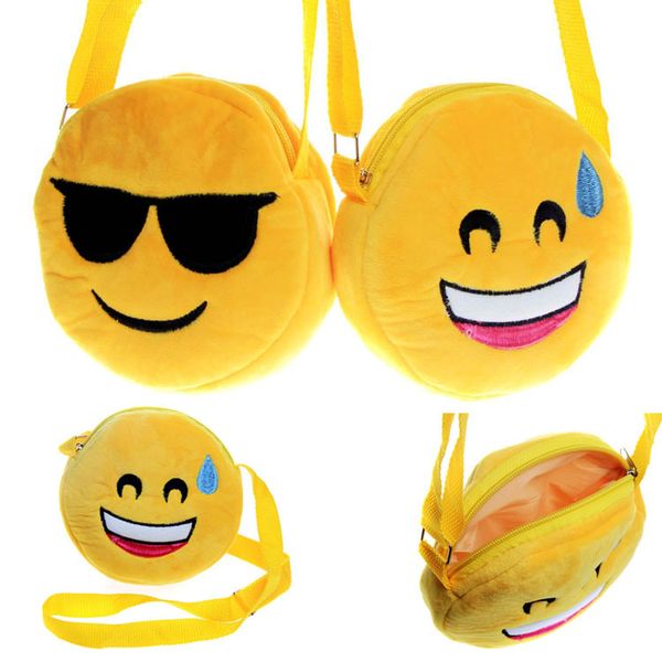 

12 Designs baby Emoji Bags Kids Cross Body Shoulder Bags 3D Expression Kawaii Plush purse bag