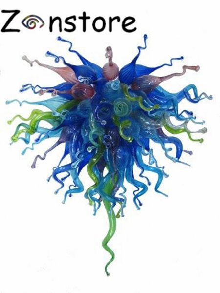 

art glass chandelier blue green mixed 100% hand blown glass chandelier led chandelier and pendant lamps