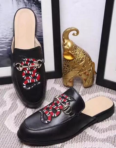 

2017 горячие продажа дизайнерская обувь мужчины женщины сандалии 100% полный зерна кожа оригинальный дизайн моды низкие каблуки, Black