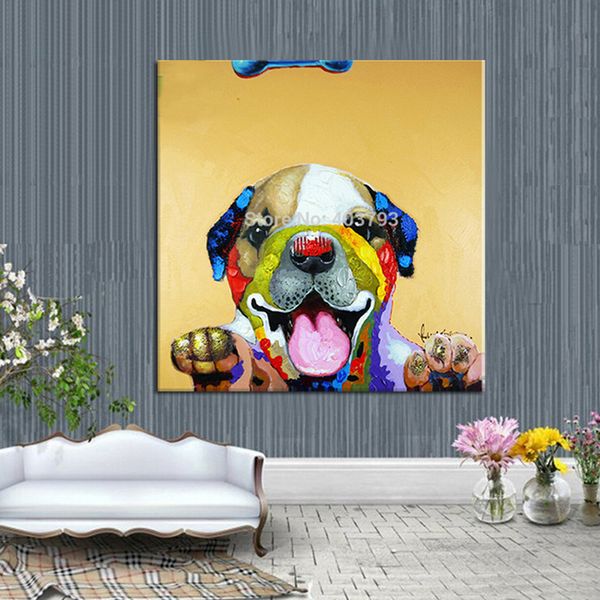

hand painted modern abstract huge large canvas art oil painting lovely smiling dog paintings no framed