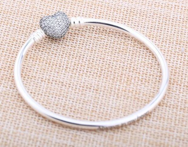 

925 sterling silver bracelets bangles with clear cz fits for pandora snake chain jewelry diy women charms european style wholesale, Black