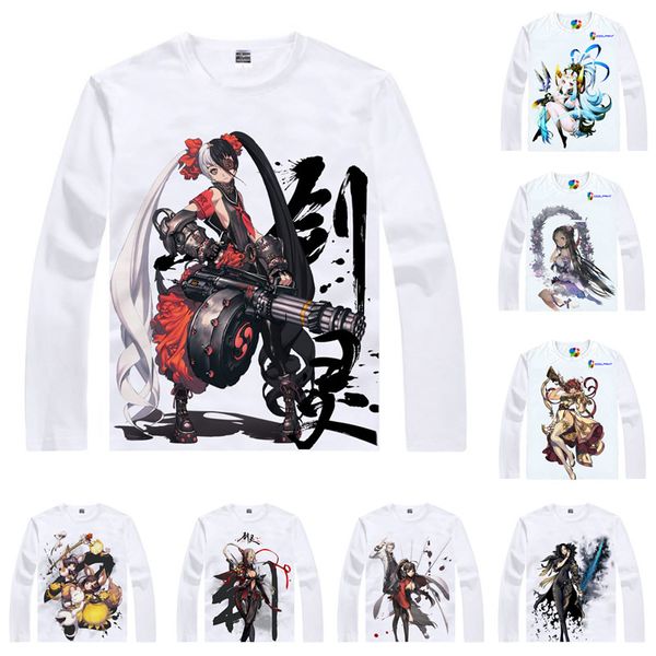

anime shirt blade & soul t-shirts multi-style long sleeve pohwaran jinsoyun, jin seo yeon cosplay motivs kawaii shirts, White;black