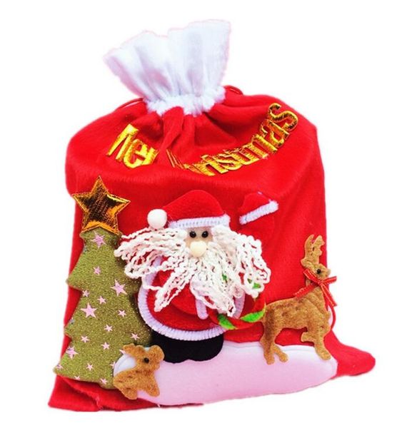 Torba na prezent świąteczny worek staruszka prezent świąteczny flanelowa stereoskopowa torba świąteczna dekoracja cukierków Party Favor mały prezent