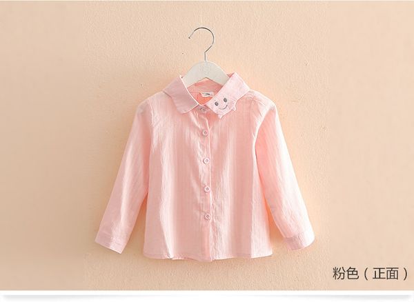 

baby & kids girls clothing winter & autumn children's long-sleeved lovely smiling face lapel blouse t-shirt, White;black
