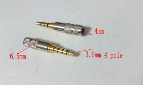 2 Stück Mini Kupfer 3,5 mm 4 Pole Stereo Stecker Reparatur Kopfhörer Stecker Löten DIY