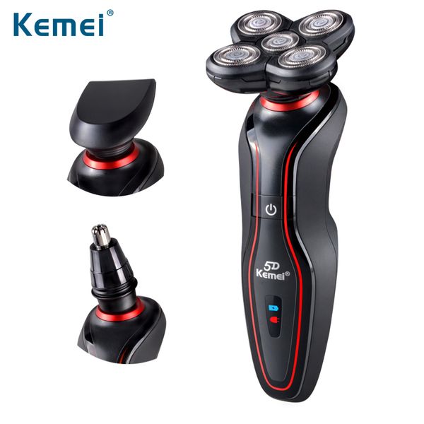 

KEMEI Washable 5 Heads Rechargeable Electric Shaver Triple Blade Electric Shaving Razors Face Care 5D Floating for Men BT-062