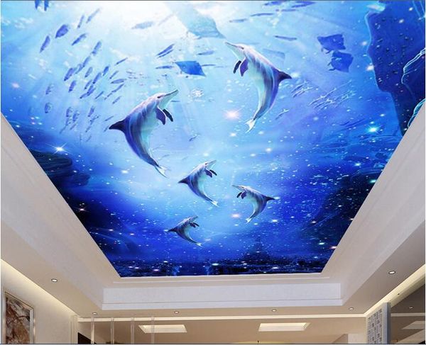 

3d wallpaper custom p non-woven mural wall sticker dolphins underwater world painting 3d wall room murals wallpaper