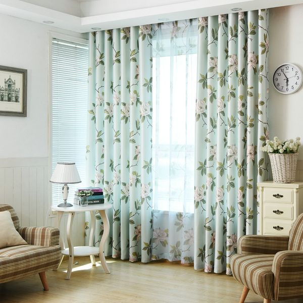2019 Printed Floral Rideaux Cuisine Polyester Curtain For Living