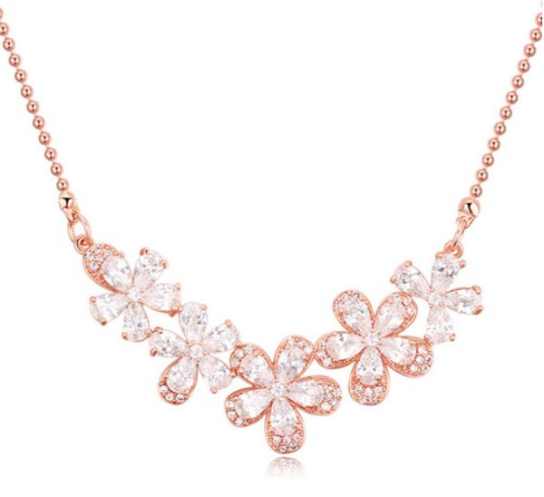 

necklaces for women fashion luxury exquisite zircon 18k gold plated flowers chokers clavicle chain necklace wholesale tn036, Golden;silver