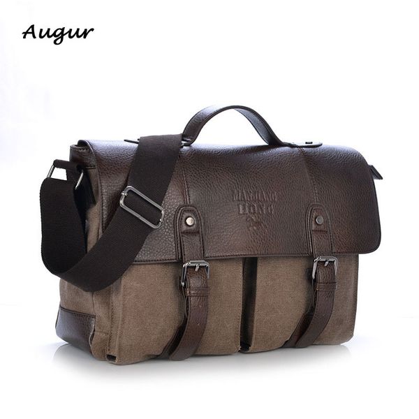 

wholesale- men's leather briefcase canvas vintage leather briefcase lapfor men business bag causal suitcases bags maletin portatil 1169