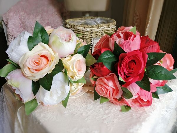 Champagne Artificial Wedding Bouquets For Brides New Design Poney