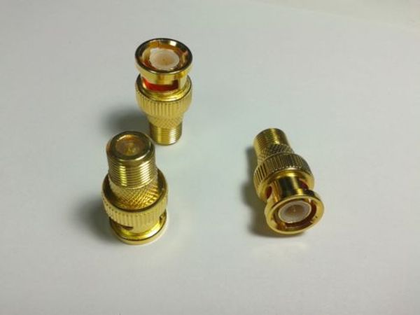 

50pcs gold plated f type female to bnc male rf coax adapter cctv rg6 rg59