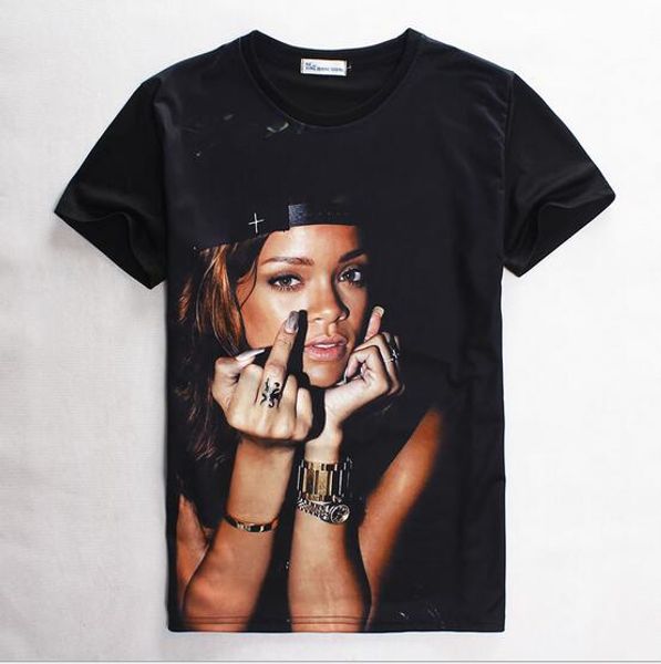

Лето мужчины женщины 3D характер футболки Rihanna футболка harajuku печати панк-рок футбо