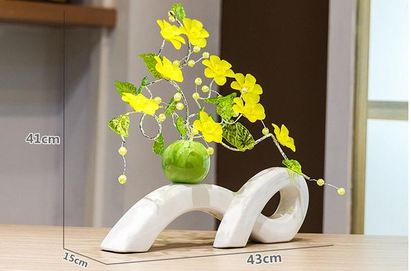 Modern Lucky Long Shape Ceramic Vase For Home Decor Tabletop This Pirce Is For A Set Vase And Flowers Together Contemporary Vases Cool Glass Vases