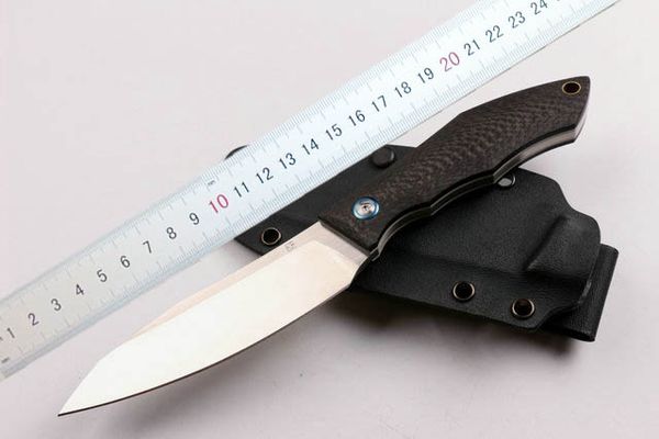 Kundenspezifische Messer – Messer mit feststehender Klinge, D2-Satin-Finish-Klinge, Messer mit Kohlefasergriff, Outdoor-Jagdmesser mit Kydex