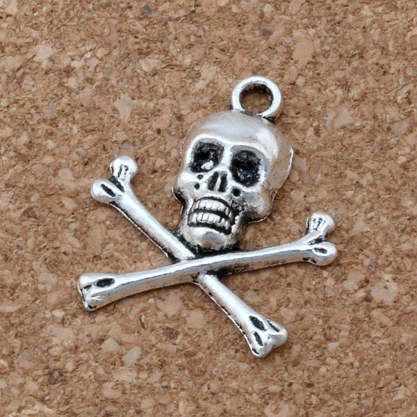 

pirate skull charms pendants 100pcs / lots 21*24mm alloy jewelry diy fit bracelets necklace earrings antique silver / bronze a-335, Bronze;silver