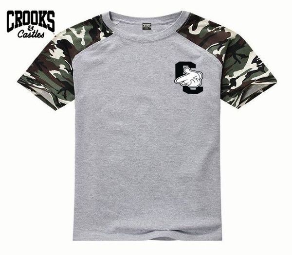 

s-5xl crooks and castles t shirts men short sleeve cotton man letter tee ing, White;black
